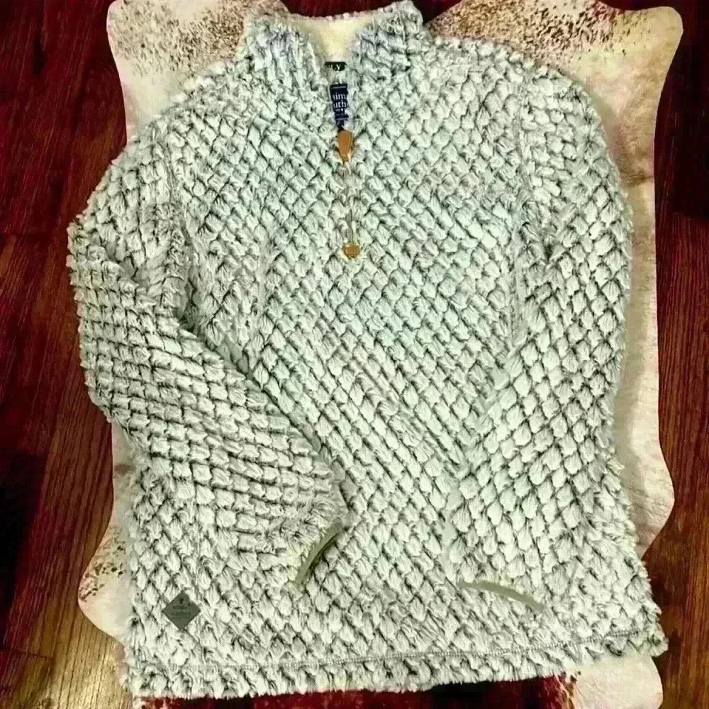 Simply Southern Sherpa Pullover‎ Size Medium Gray Super Soft